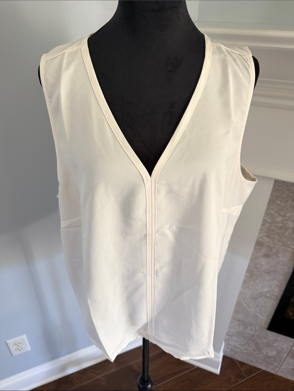 J. Crew Cream V-Neck Sleeveless Shell Top